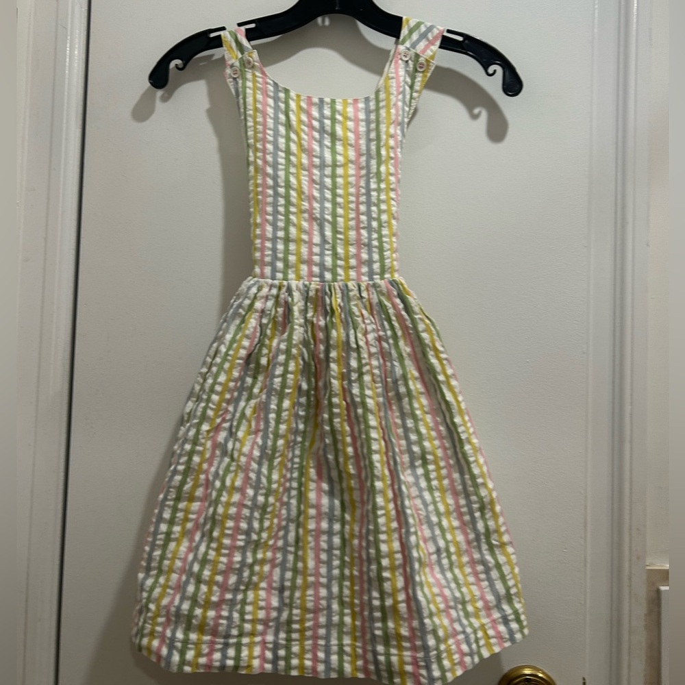Mini Boden Striped Dress - Pink, Green, White